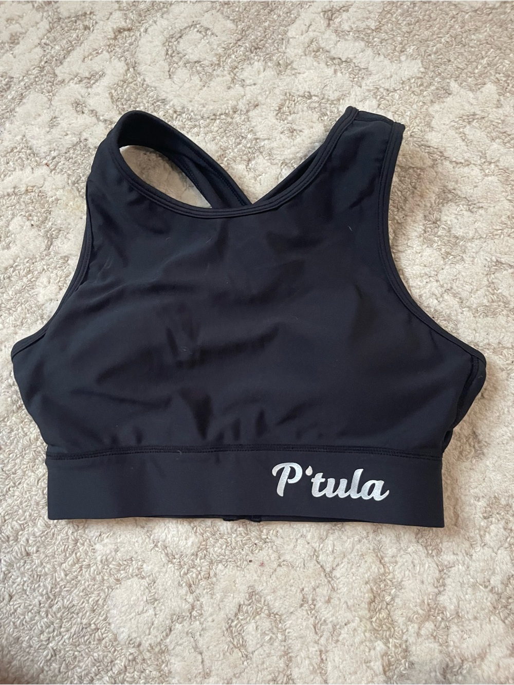 P'tula Black Racerback Sports Bra with Logo Band